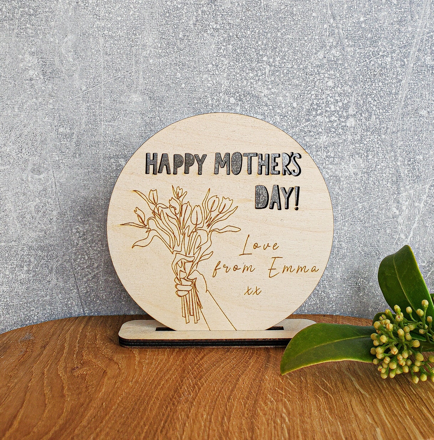 Personalised Mother's Day wooden plaque with a stand | For Mom Mum Grandma Custom Keepsake |Photography Social Media Prop|Happy Mother's Day