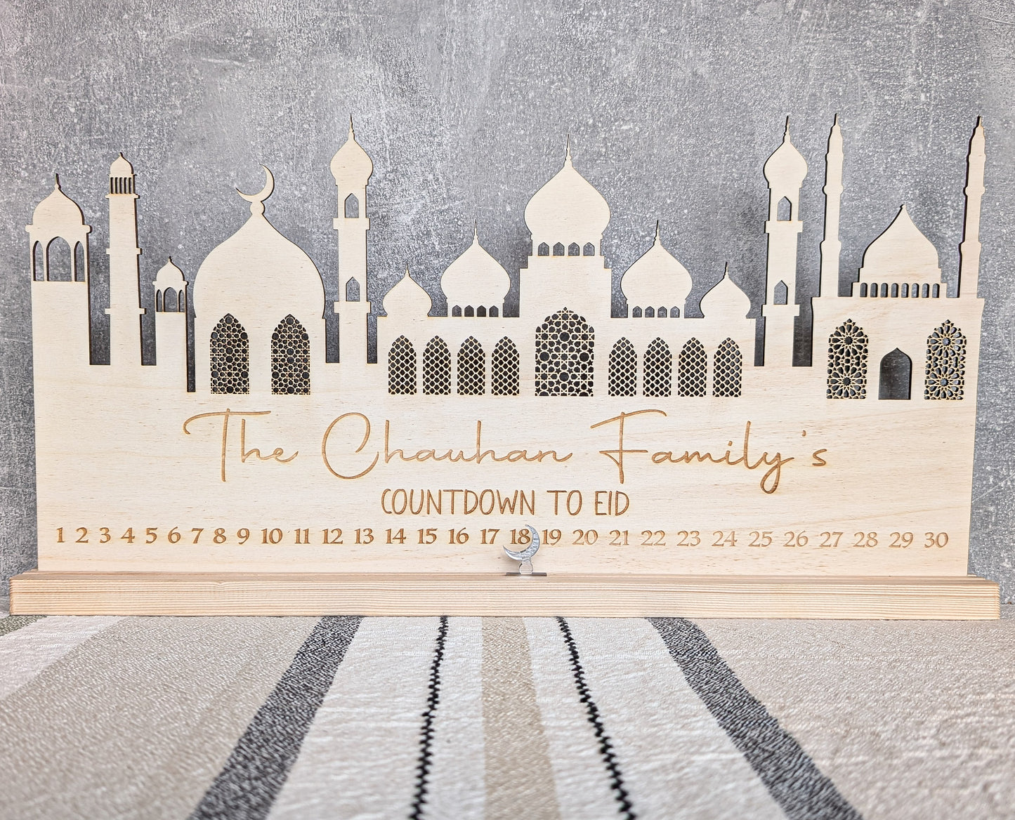 Personalised Wooden Ramadan Calendar | Eid Countdown | Ramadan Decor | Eid Gift | Eid Celebration | Eid Mubarak Table Stand Decoration