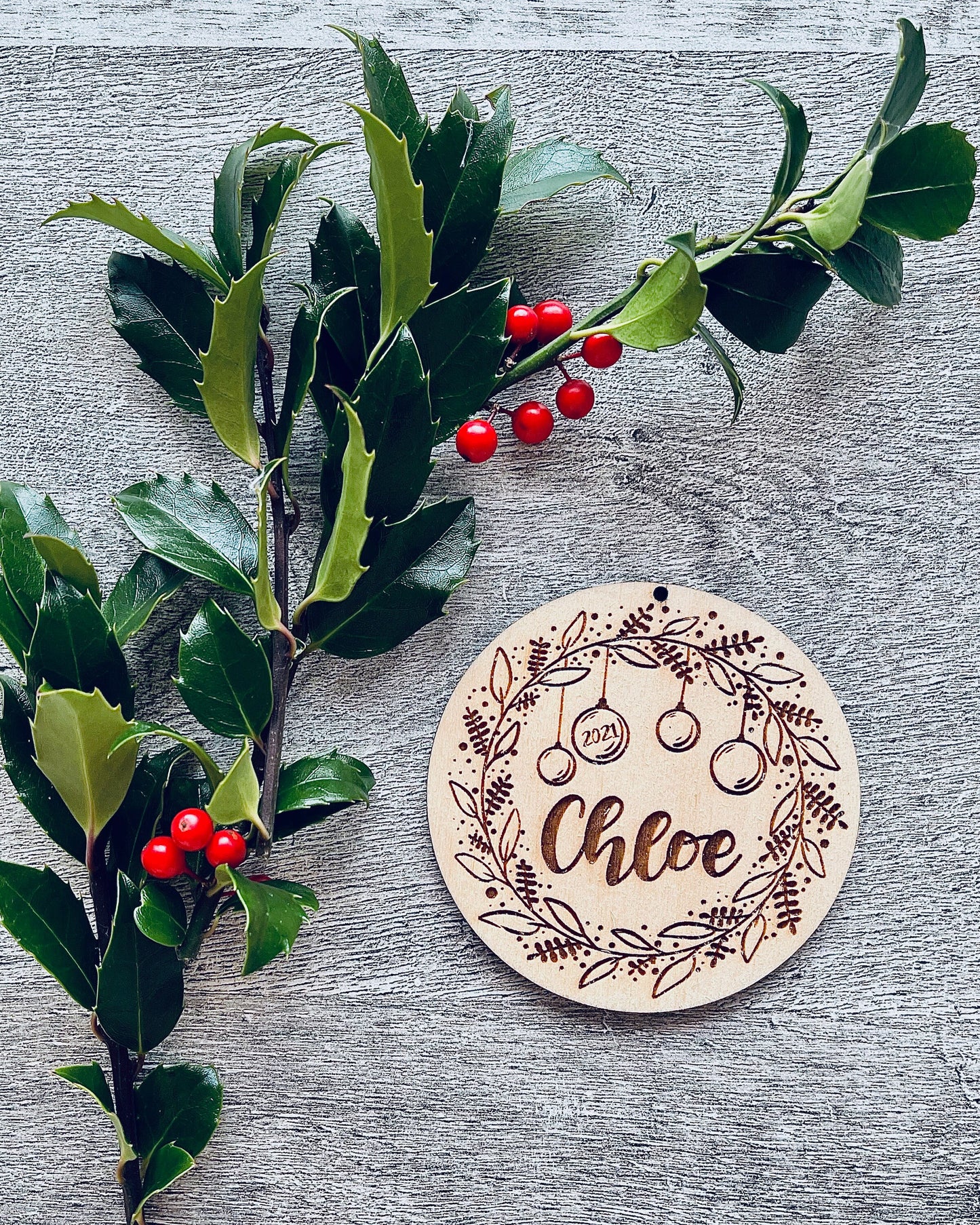 Personalised Christmas ornament | Personalised Christmas bauble | name wooden Christmas ornament | year wooden Christmas bauble