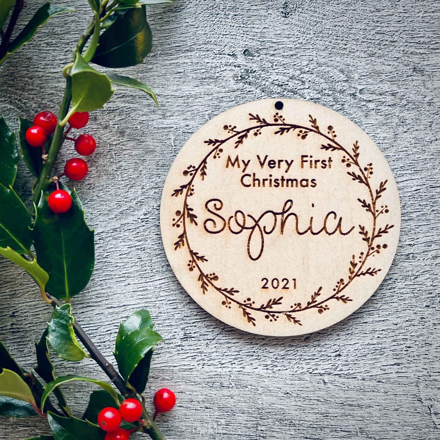 Personalised Christmas ornament | Personalised Christmas bauble | My First Christmas | Christmas ornament for a baby| bauble wreath