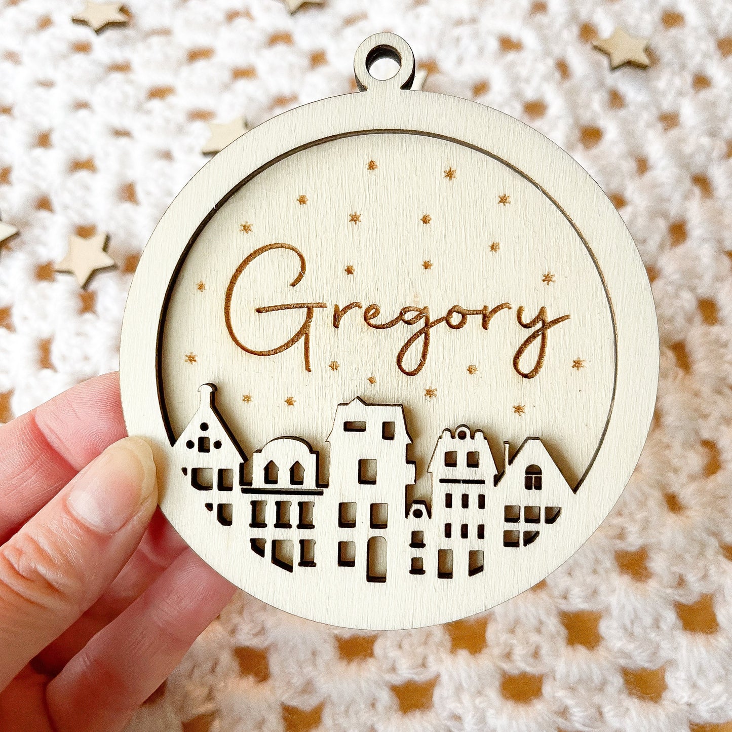 Personalised Christmas 3D tree ornament | Engraved Christmas bauble | wooden name Christmas ornament | custom wooden Christmas bauble