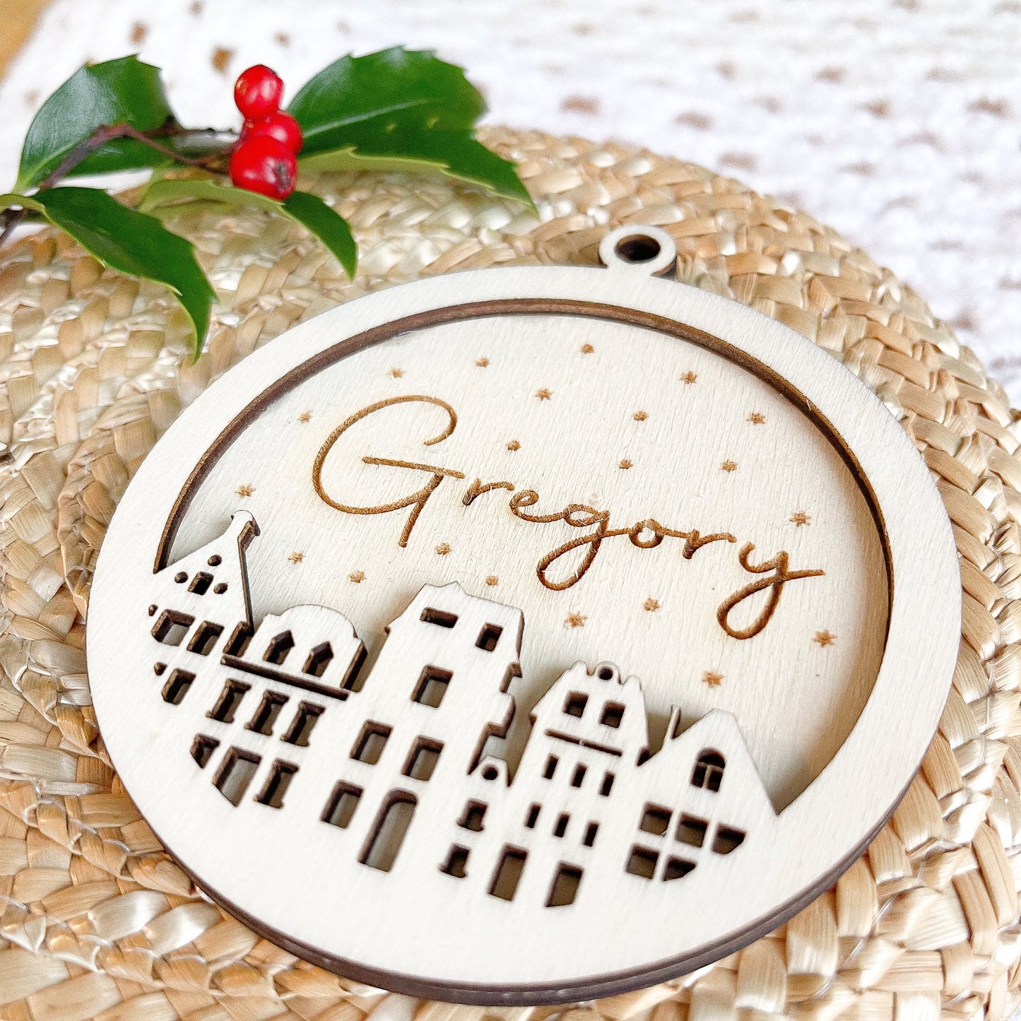 Personalised Christmas 3D tree ornament | Engraved Christmas bauble | wooden name Christmas ornament | custom wooden Christmas bauble