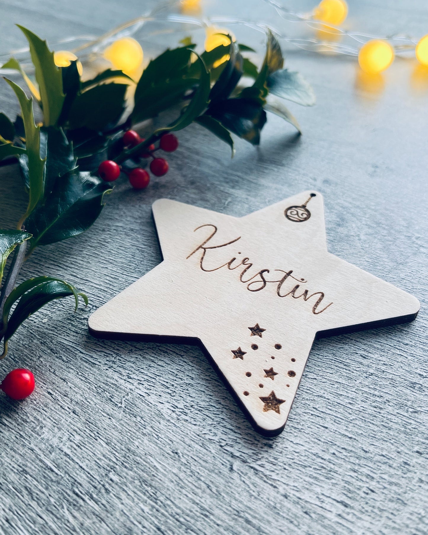 Personalised Christmas stars | Christmas bauble | scandi Christmas stars | engraved wooden Christmas bauble | cute Christmas ornaments