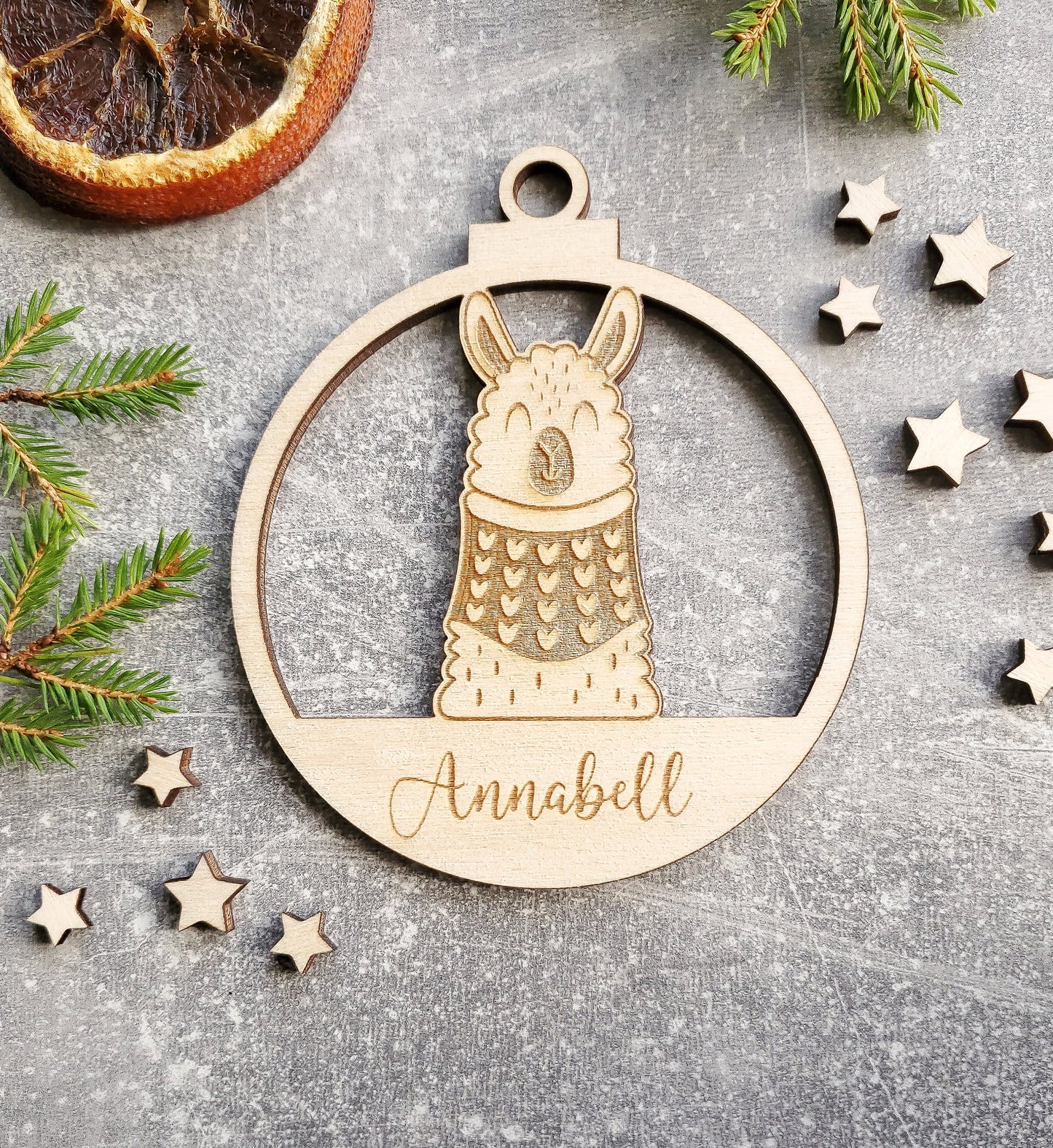 Personalised Christmas ornaments | Christmas bauble | scandi Christmas | engraved wooden Christmas bauble | cute Christmas animals