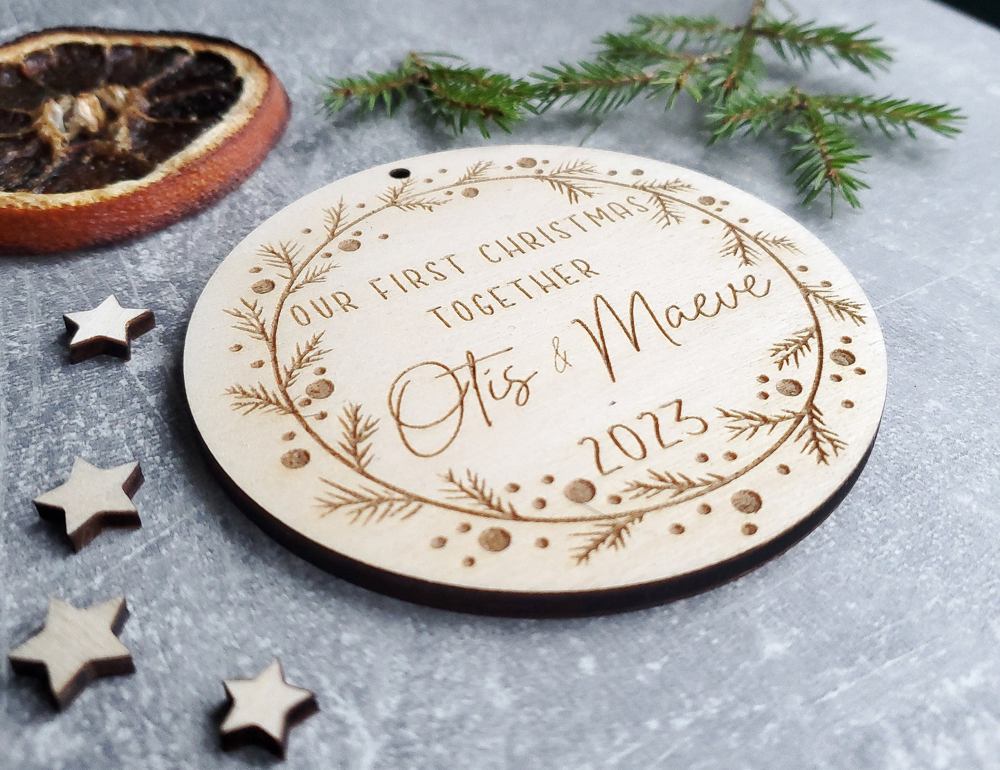 Personalised Christmas ornament for a new married couple | First Christmas as Mr and Mrs | Our First Christmas together personalised bauble