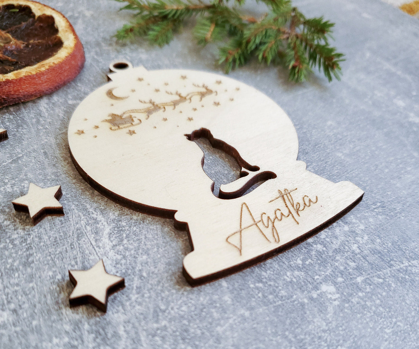 Personalised Christmas tree cat ornament | Engraved Christmas cat bauble | wooden name Christmas ornament | pet name | cat Christmas
