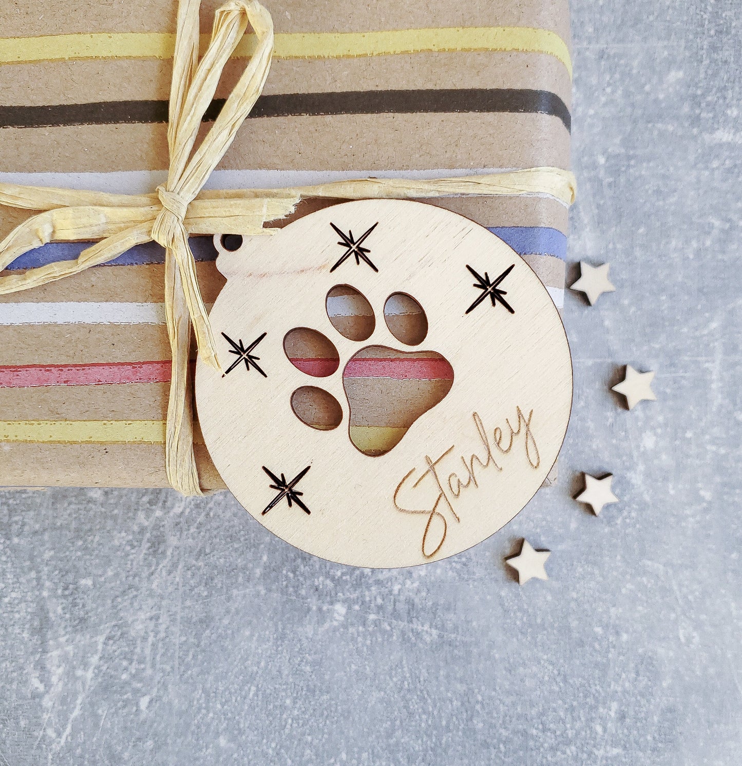 Personalised Christmas tree dog ornament | Engraved Christmas puppy bauble | wooden name Christmas ornament | pet name | dog Christmas