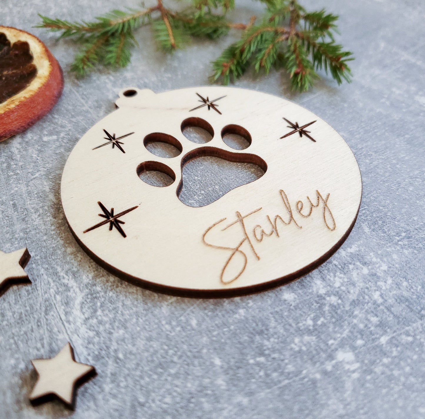 Personalised Christmas tree dog ornament | Engraved Christmas puppy bauble | wooden name Christmas ornament | pet name | dog Christmas