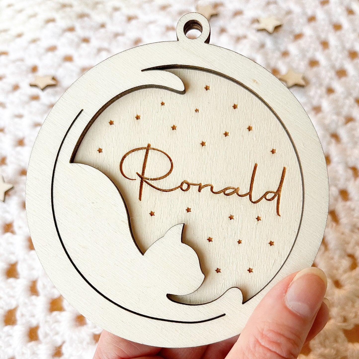 Personalised Christmas 3D tree cat ornament | Engraved Christmas cat bauble | wooden name Christmas ornament | pet name | cat Christmas