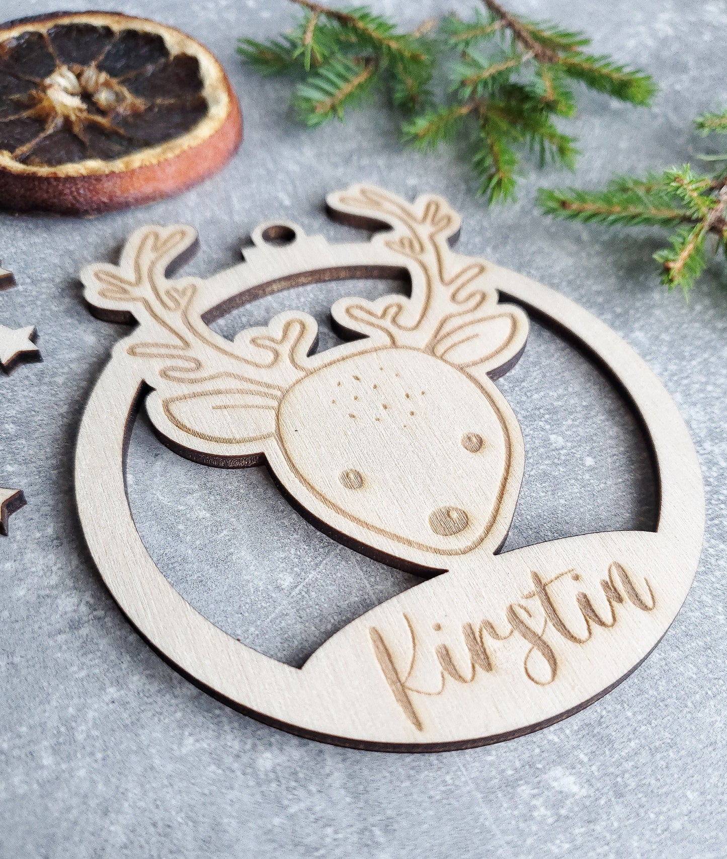 Personalised Christmas deer ornament | Christmas bauble | scandi Christmas decorations | engraved | cute Christmas deer