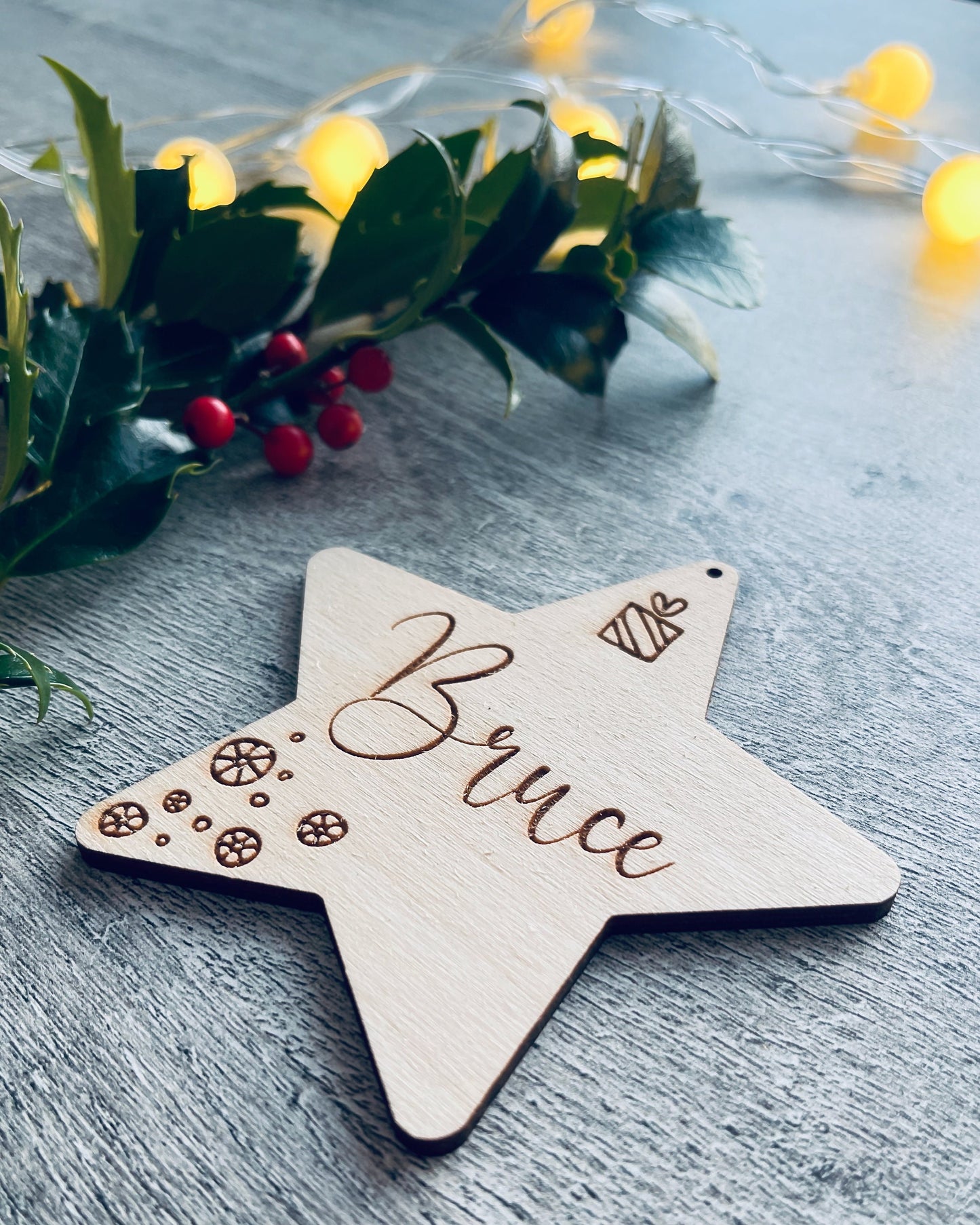 Personalised Christmas stars | Christmas bauble | scandi Christmas stars | engraved wooden Christmas bauble | cute Christmas ornaments