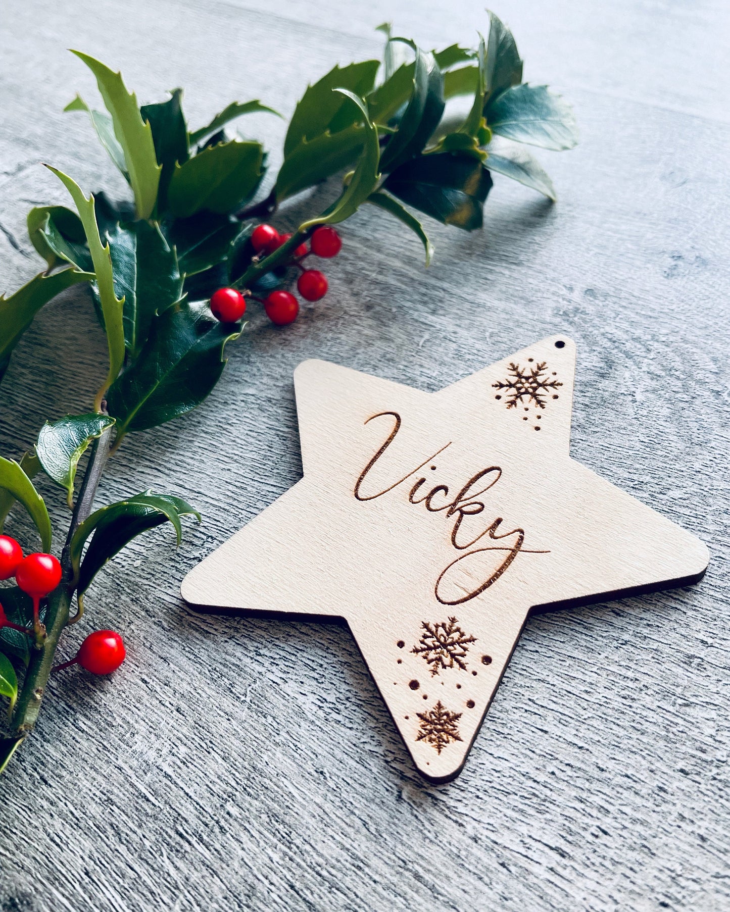 Personalised Christmas stars | Christmas bauble | scandi Christmas stars | engraved wooden Christmas bauble | cute Christmas ornaments