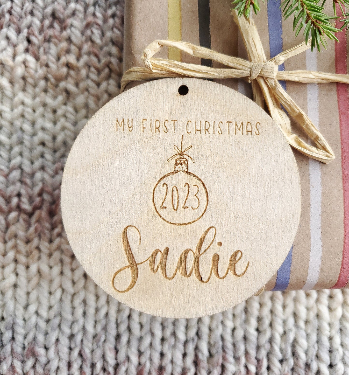 Personalised Christmas ornament | Christmas bauble with a name | My First Christmas | Christmas ornament for a baby | baby's first Christmas