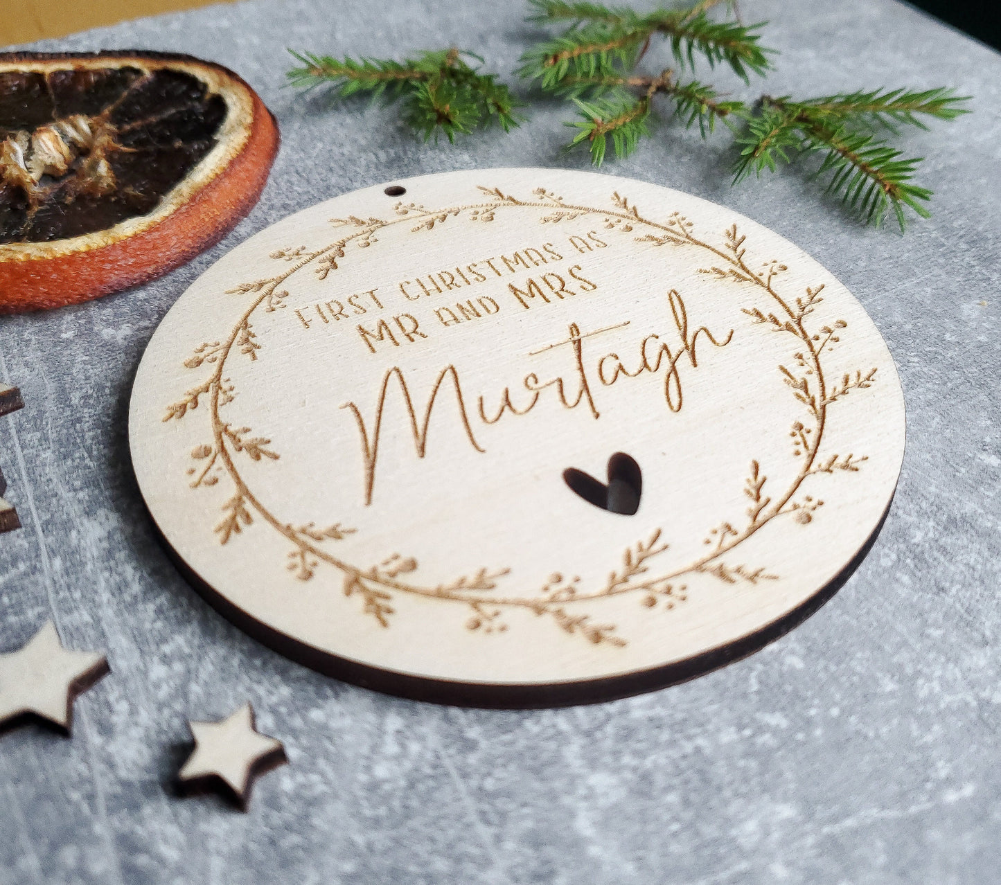 Personalised Christmas ornament for a married couple | First Christmas as Mr and Mrs | Our First Christmas together personalised bauble