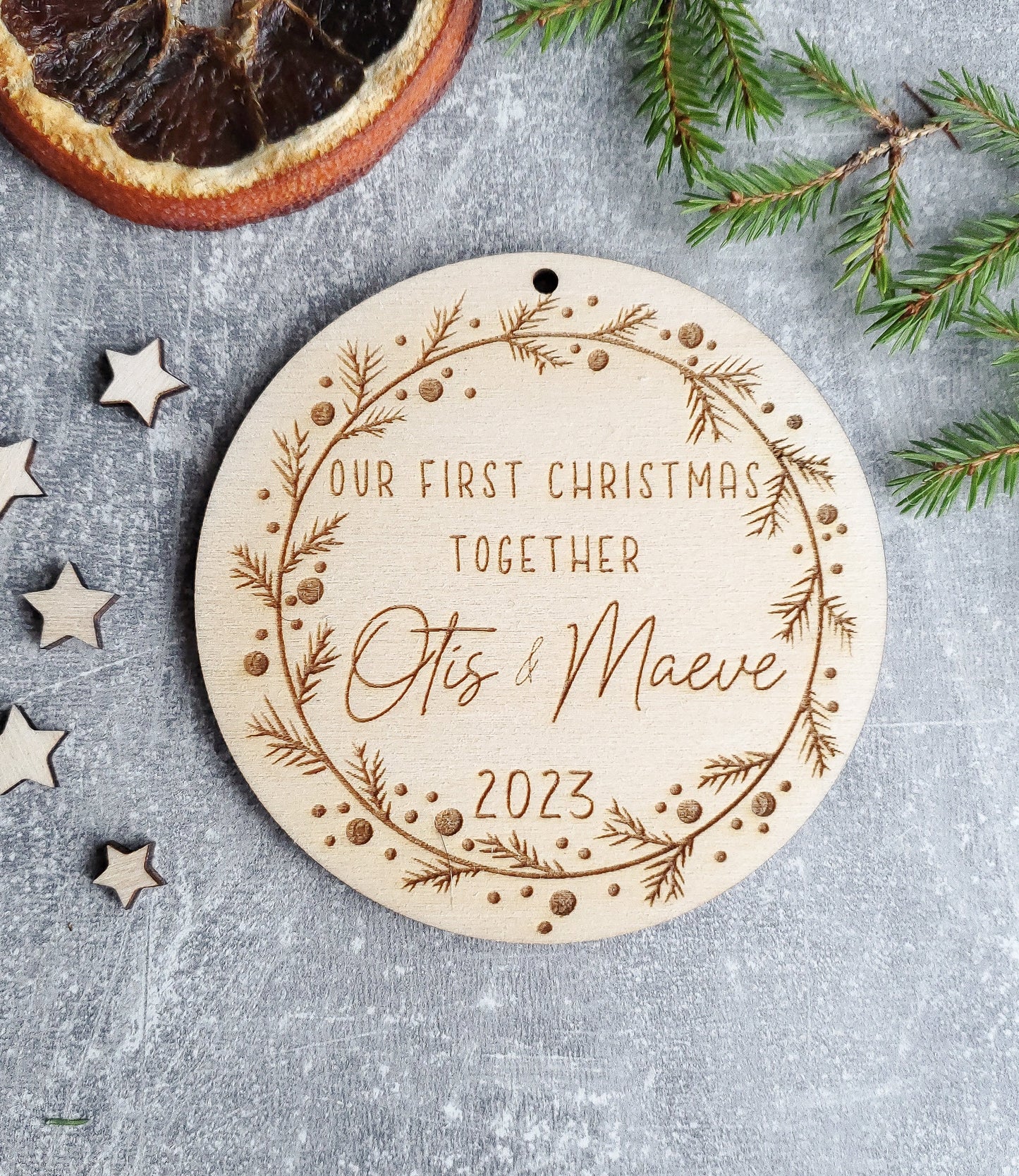 Personalised Christmas ornament for a new married couple | First Christmas as Mr and Mrs | Our First Christmas together personalised bauble