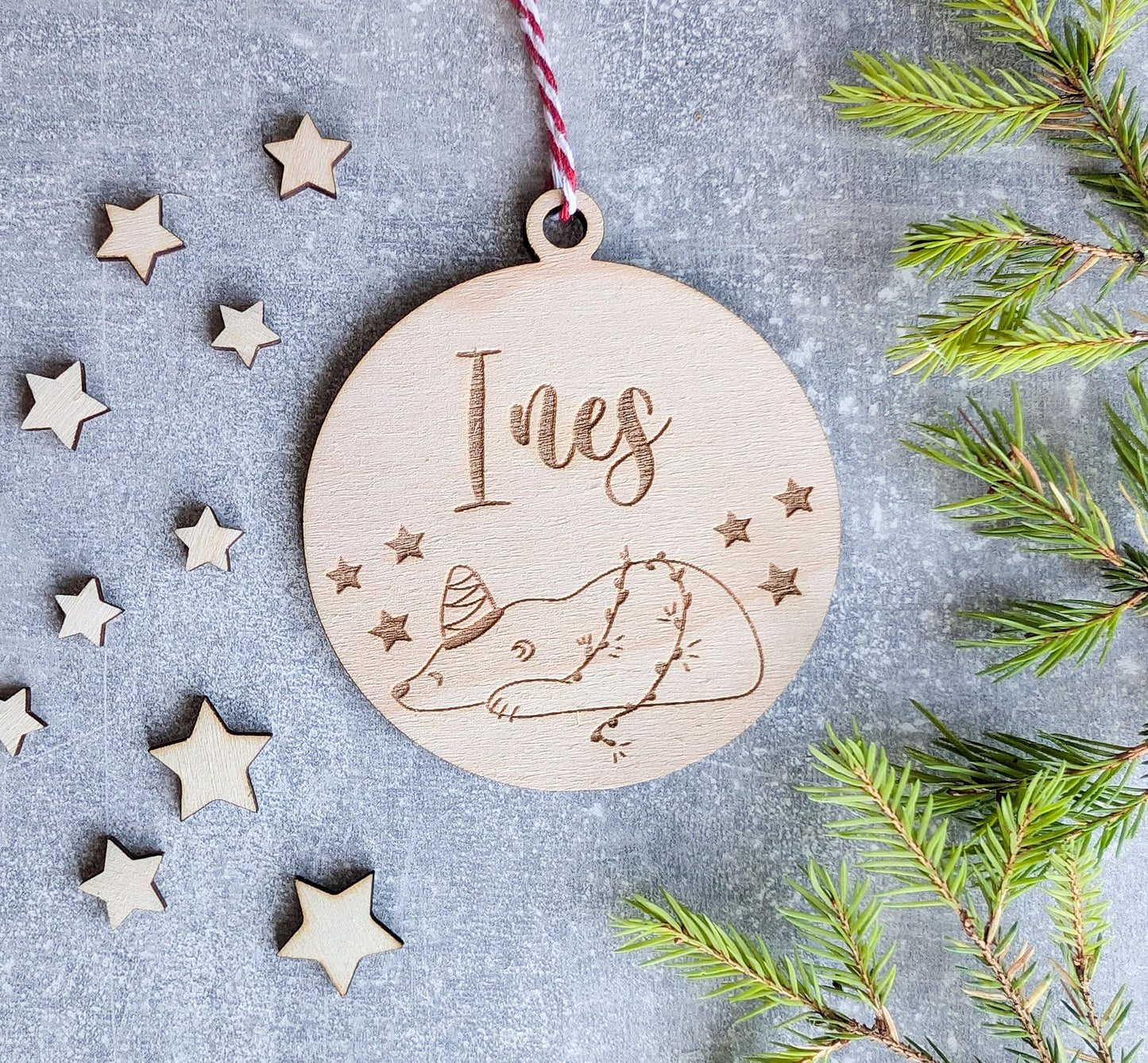 Personalised Christmas ornaments | Christmas bauble | scandi Christmas | engraved wooden Christmas bauble | cute Christmas bears | kids