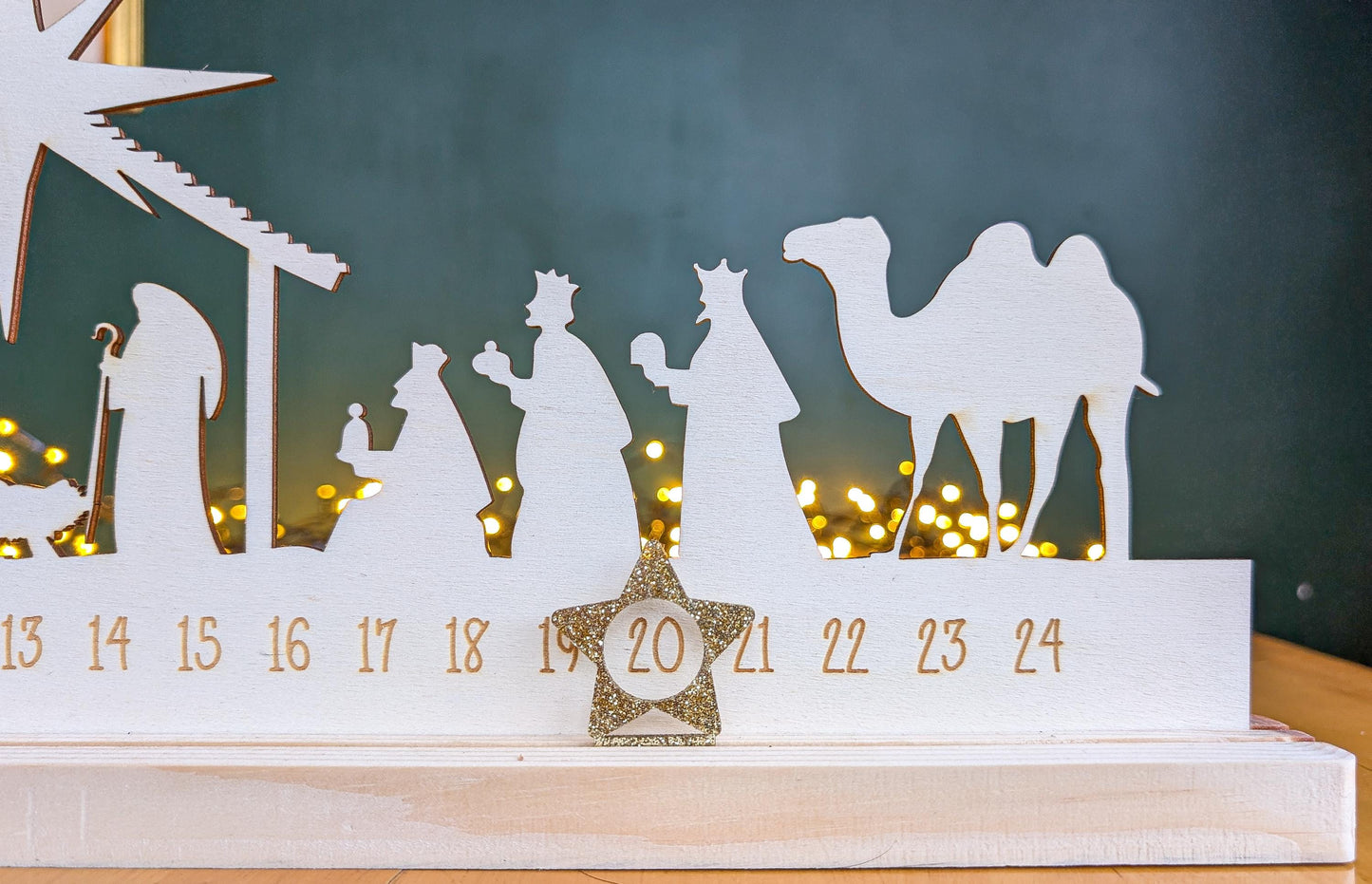 Wooden Advent Calendar | Christmas Countdown | Rustic Xmas Decor | Scandi Advent Festive Xmas Decor | Nativity Scene |