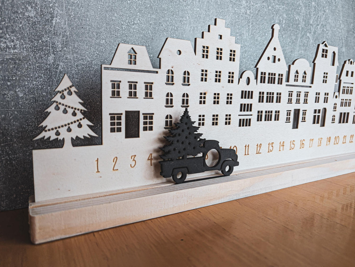 Wooden Advent Calendar | Christmas Countdown | Rustic Xmas Decor | Scandi Advent Festive Xmas Decor | Christmas Scene | Xmas Village