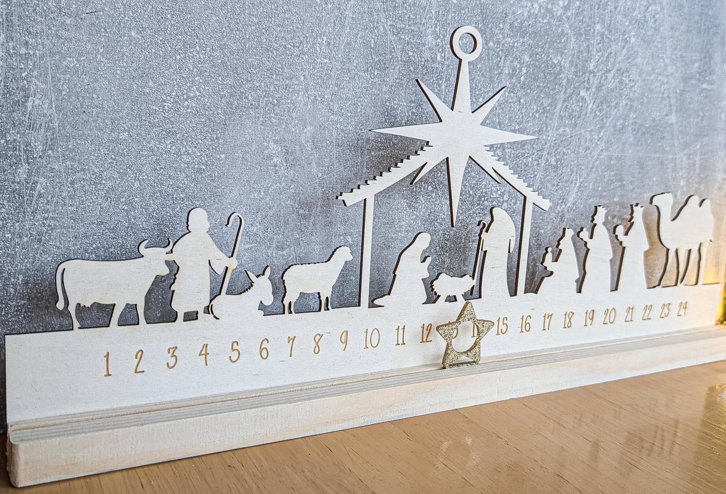 Wooden Advent Calendar | Christmas Countdown | Rustic Xmas Decor | Scandi Advent Festive Xmas Decor | Nativity Scene |