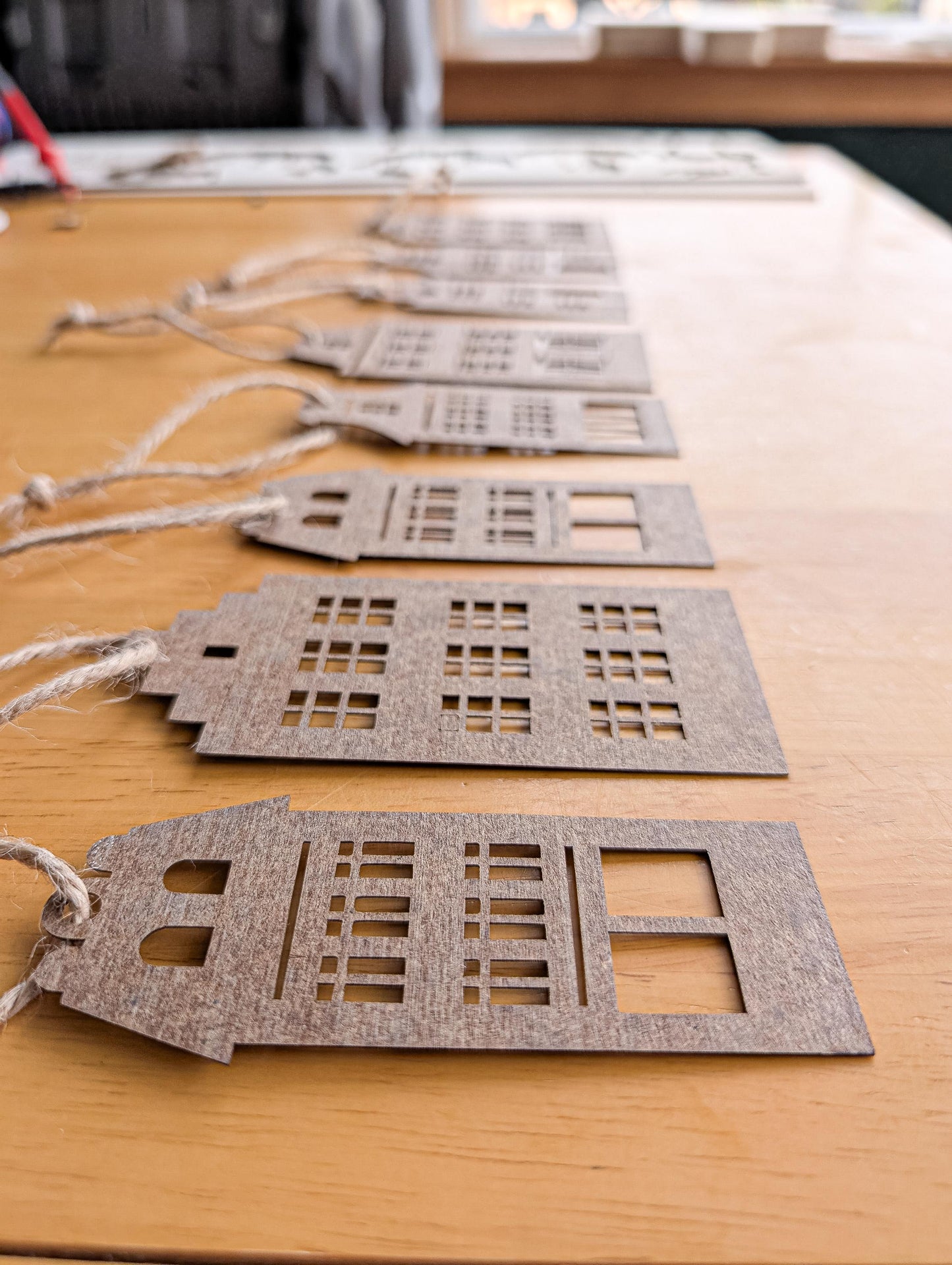 Set of cardboard gingerbread houses | Christmas tree ornament | Christmas bauble | Recycled cardboard