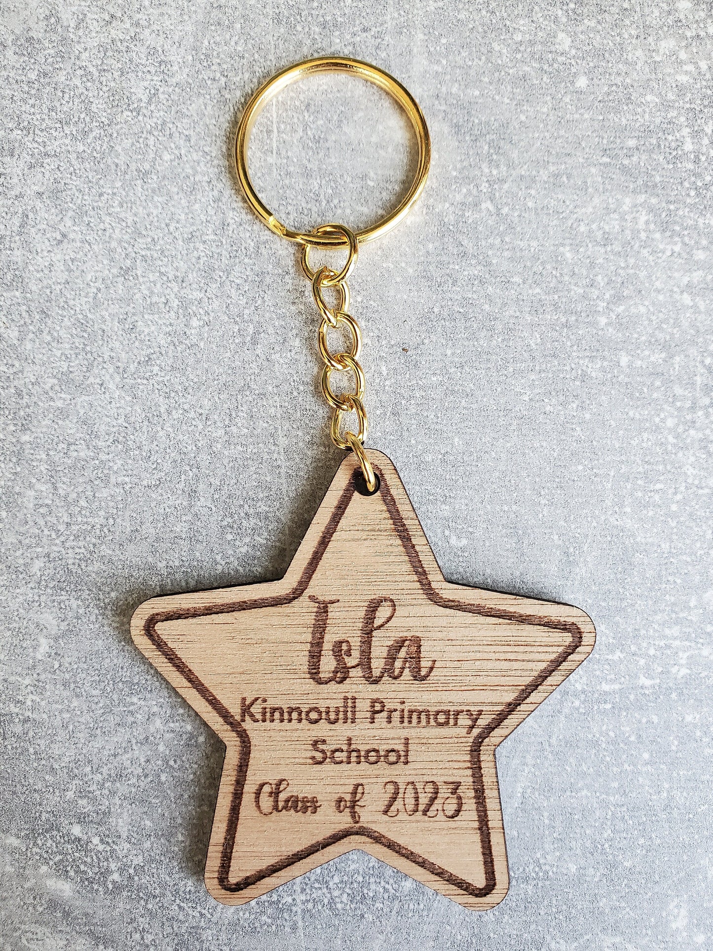 School Leaver Keyring | Gift Teacher Pupil Student | Personalised Wooden Star Keychain | Graduation Gift | Leaving Present