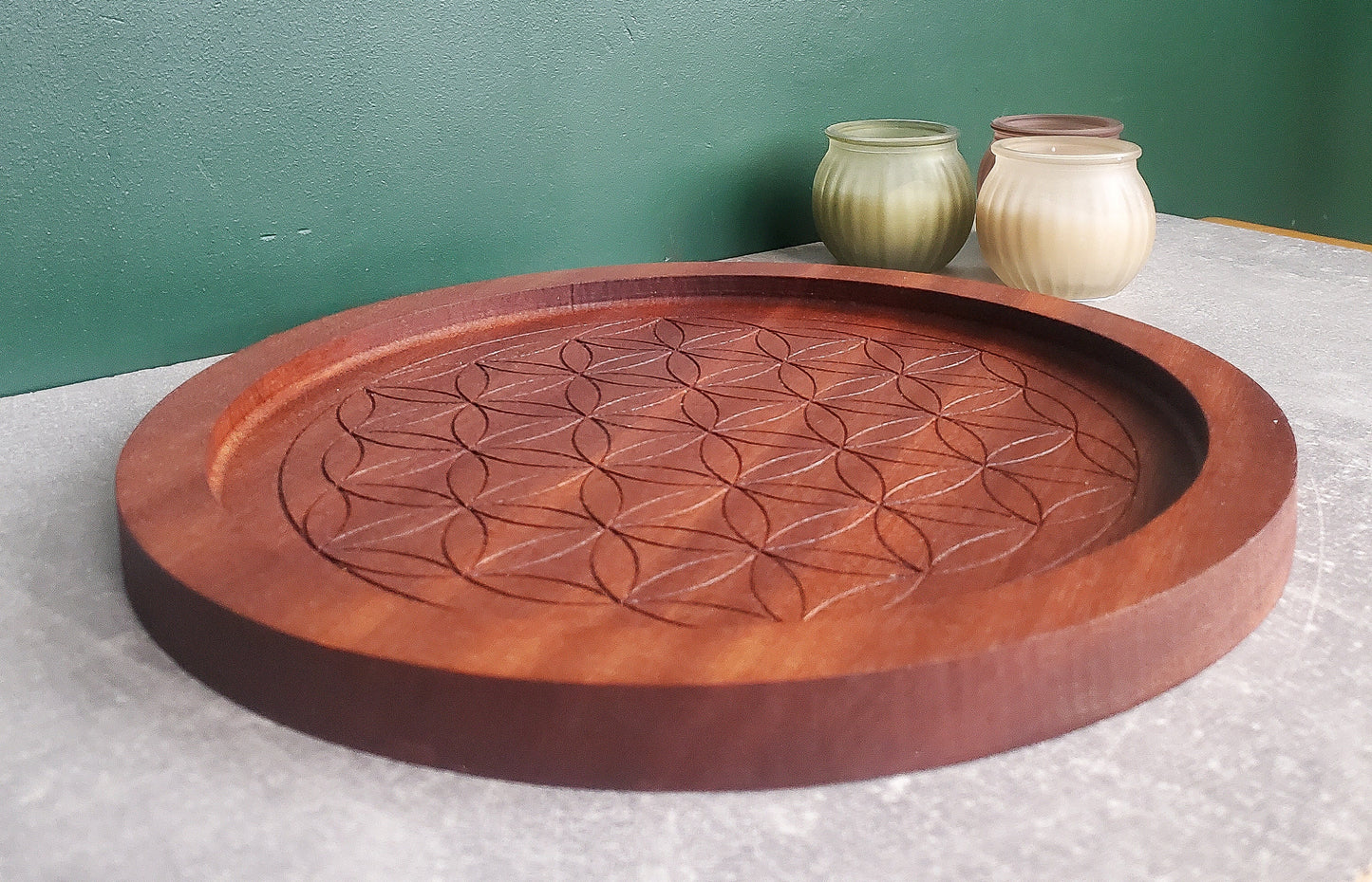 Flower of Life exotic mahogany wooden board | Sacred Geometry | Crystal Grid | Personalised Crystal Board | Crystal Grid catchall tray