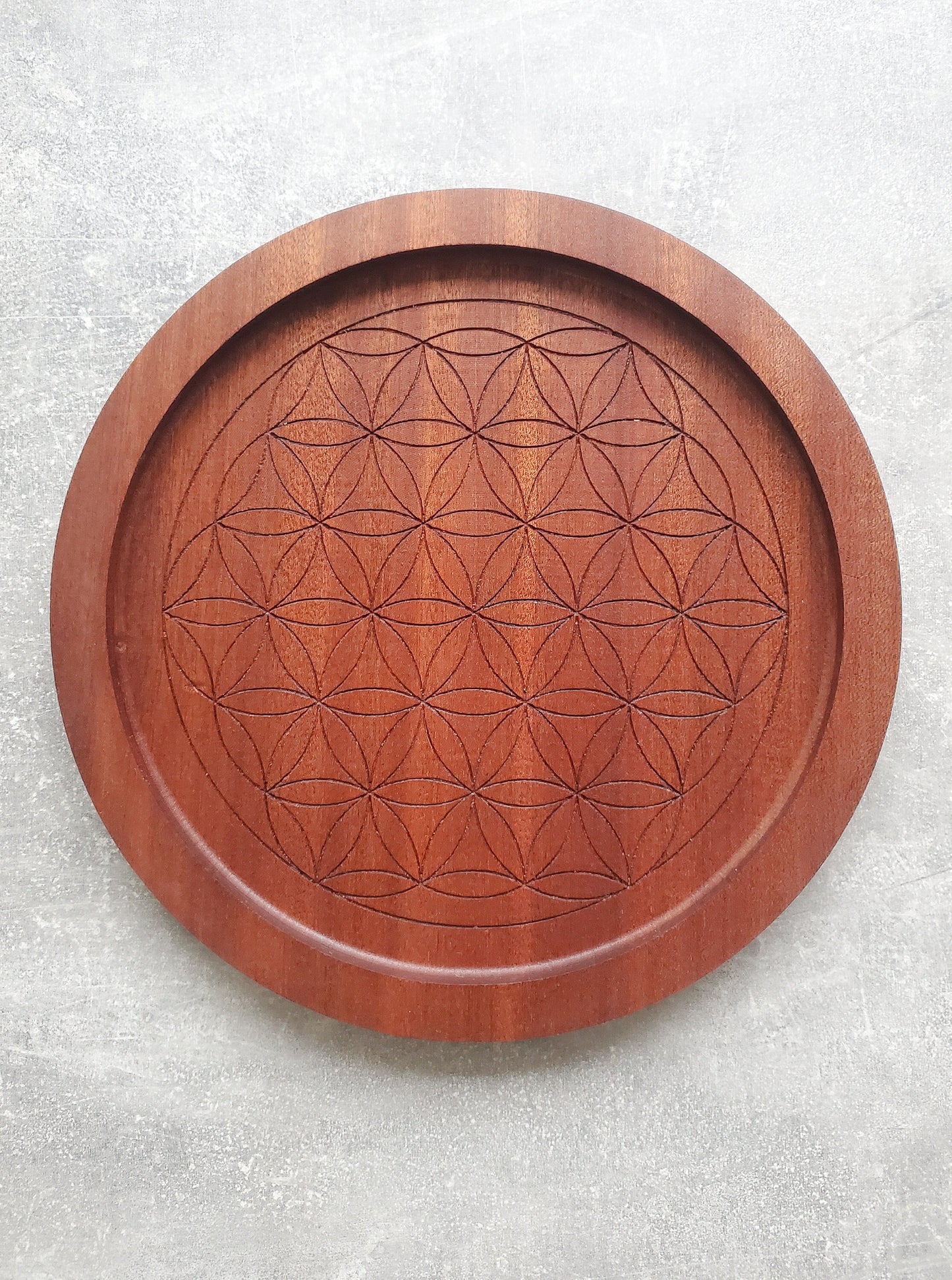 Flower of Life exotic mahogany wooden board | Sacred Geometry | Crystal Grid | Personalised Crystal Board | Crystal Grid catchall tray