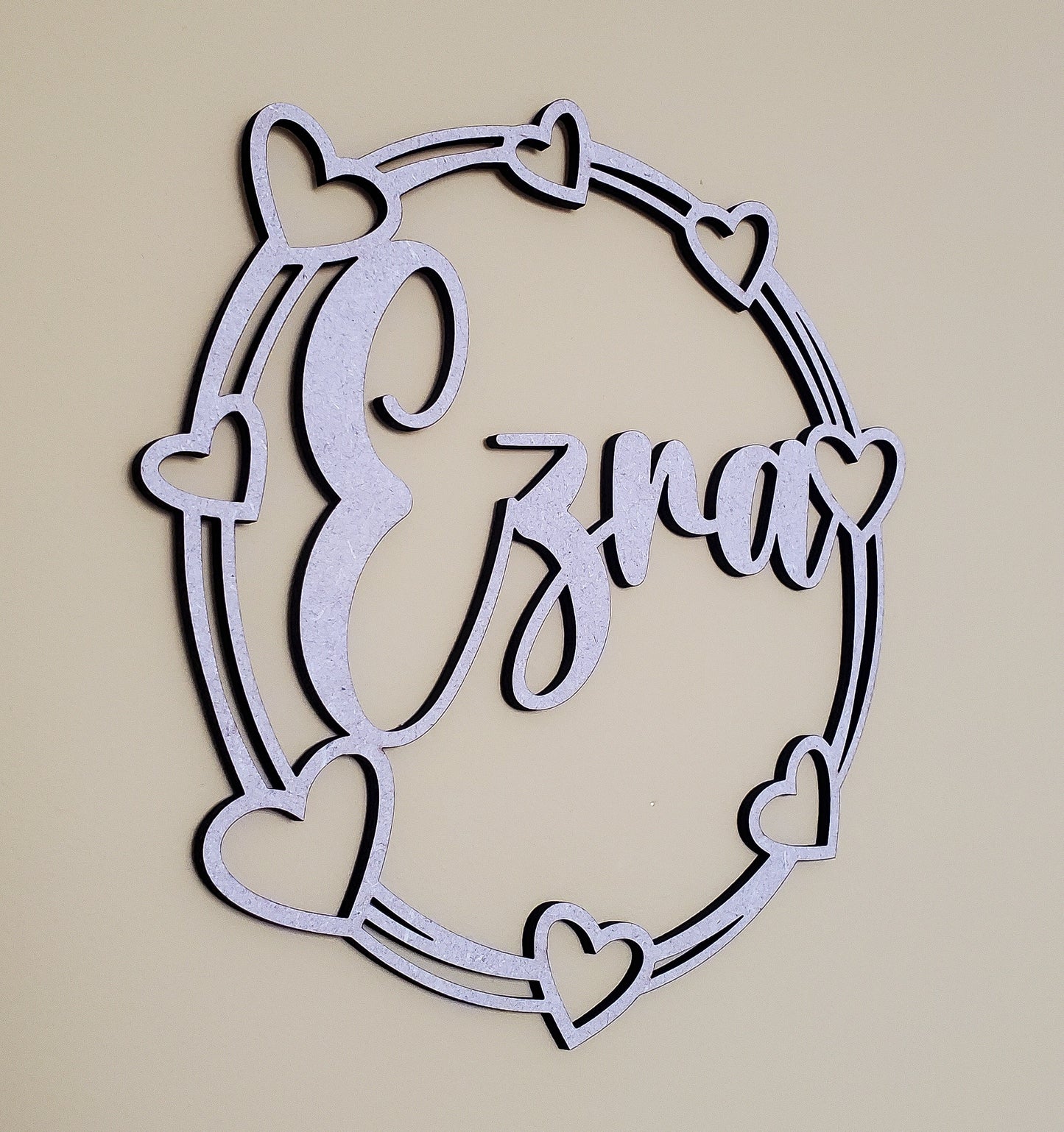 Personalised wooden name hoop | heart name circle | baby shower | kids nursery | personalised birthday gift