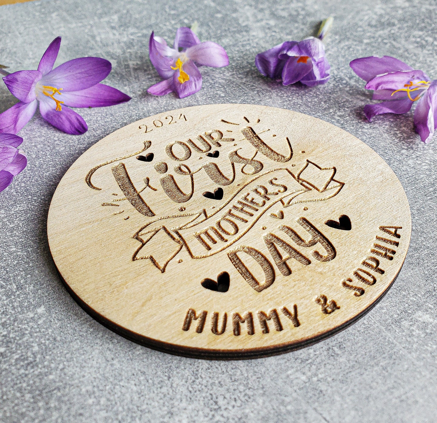 Our first Mother's Day together wooden plaque with a stand | Unique New Mom Gift | Photography Social Media Prop | Mother's Day Decoration