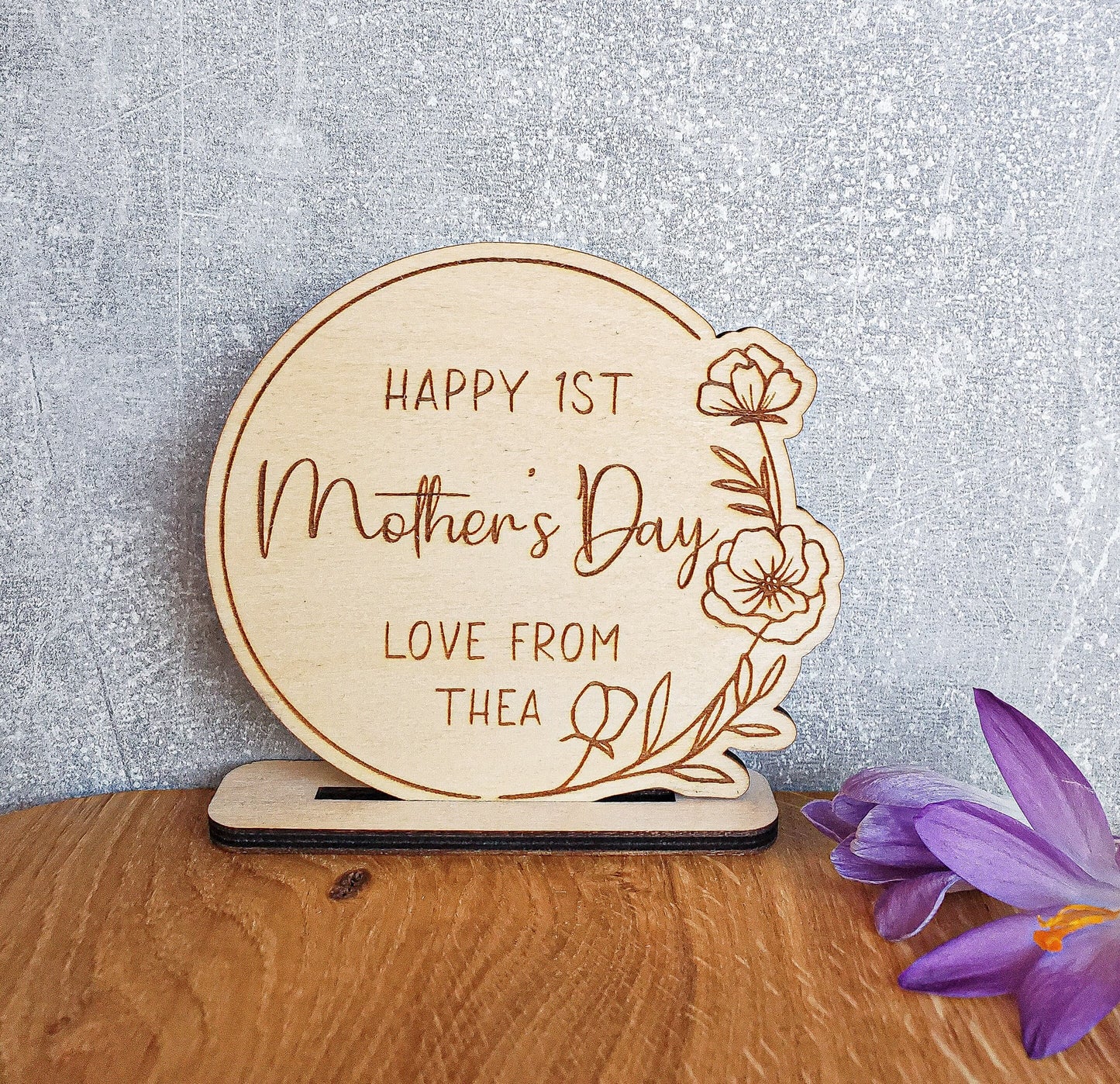 First Mother's Day together wooden plaque with a stand | Unique New Mom Gift | Photography Social Media Prop | Mother's Day Decoration