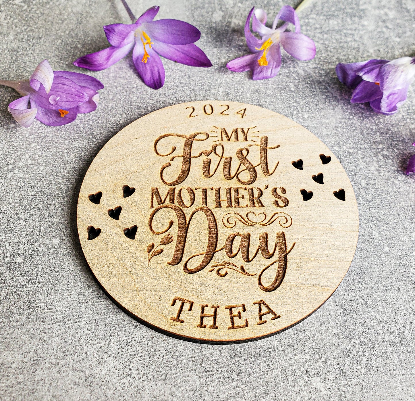 Our first Mother's Day together wooden plaque with a stand | Unique New Mom Gift | Photography Social Media Prop | Mother's Day Decoration