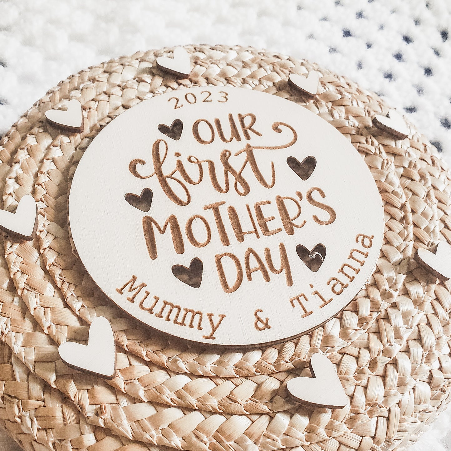 Our first Mother's Day together plaque | wooden customised baby sign | laser engraved | personalised gift for a new mum