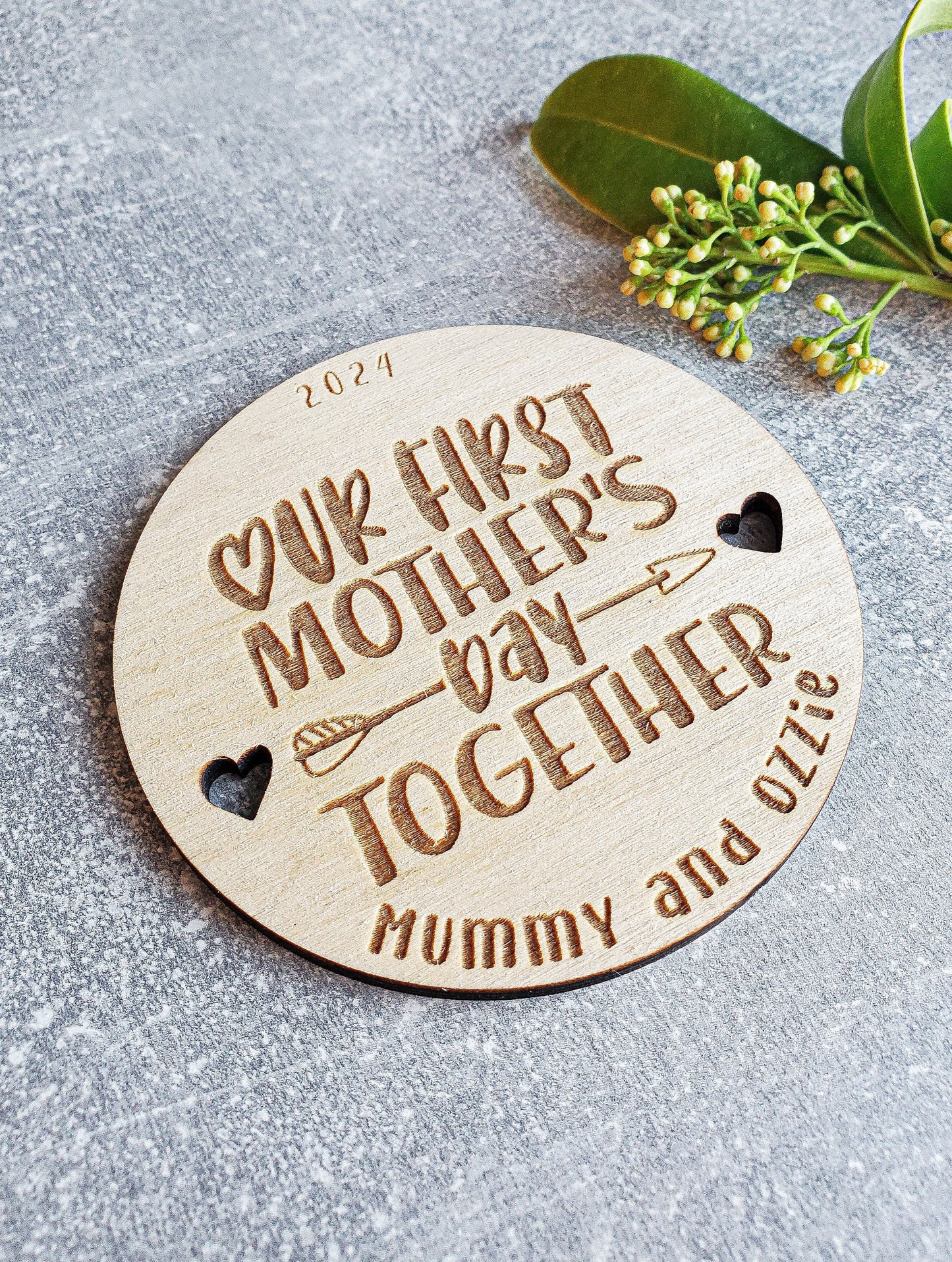 Our first Mother's Day together wooden plaque with a stand | Unique New Mom Gift | Photography Social Media Prop | Mother's Day Decoration