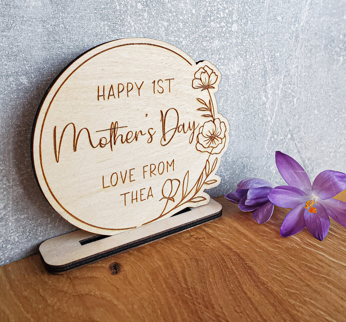 First Mother's Day together wooden plaque with a stand | Unique New Mom Gift | Photography Social Media Prop | Mother's Day Decoration