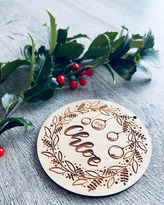 Personalised Christmas ornament | Personalised Christmas bauble | name wooden Christmas ornament | year wooden Christmas bauble