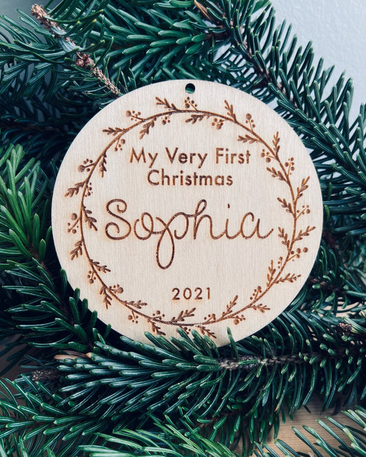 Personalised Christmas ornament | Personalised Christmas bauble | My First Christmas | Christmas ornament for a baby| bauble wreath