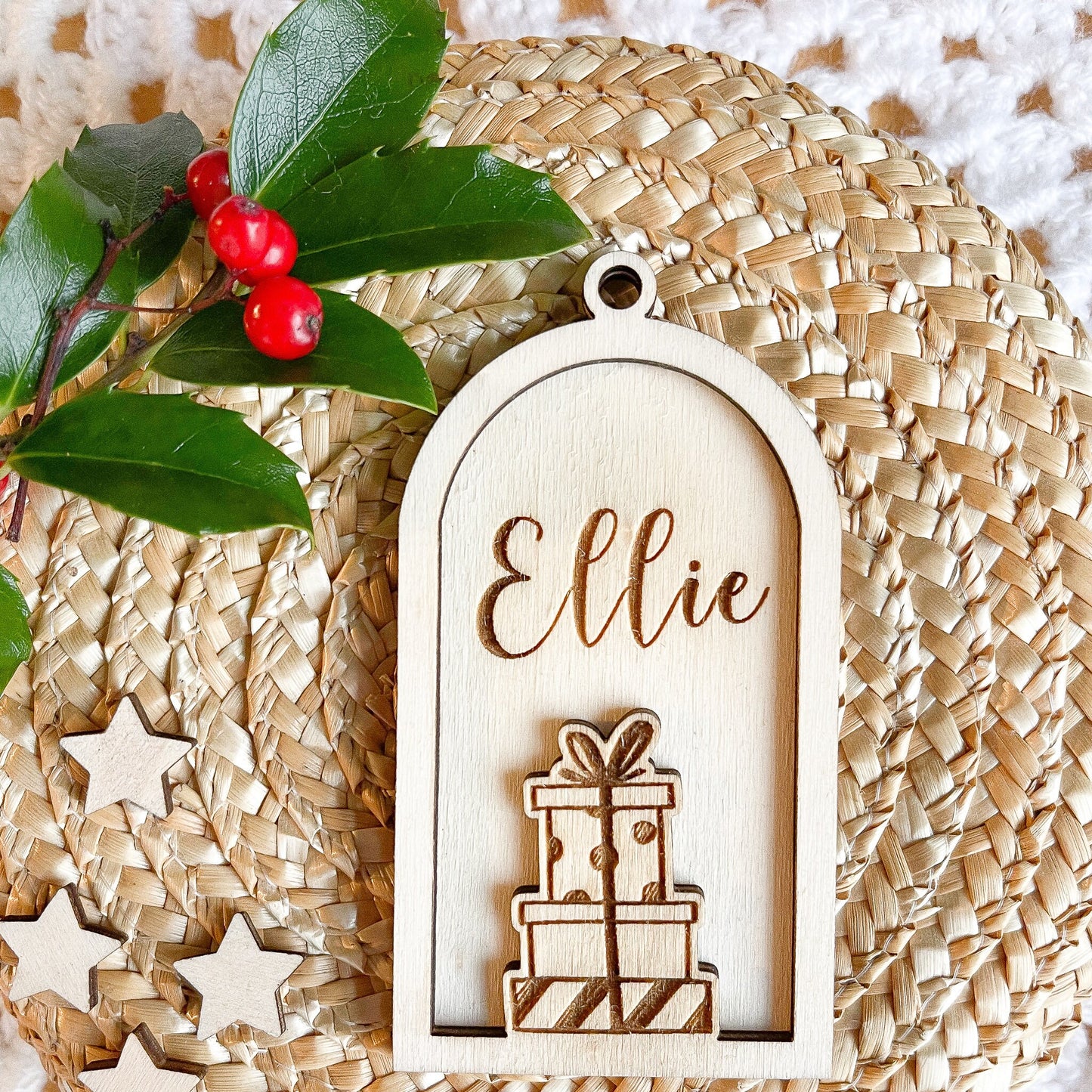 Personalised 3D Christmas tree ornament | Engraved Christmas bauble | wooden name Christmas ornament | custom wooden Christmas tree