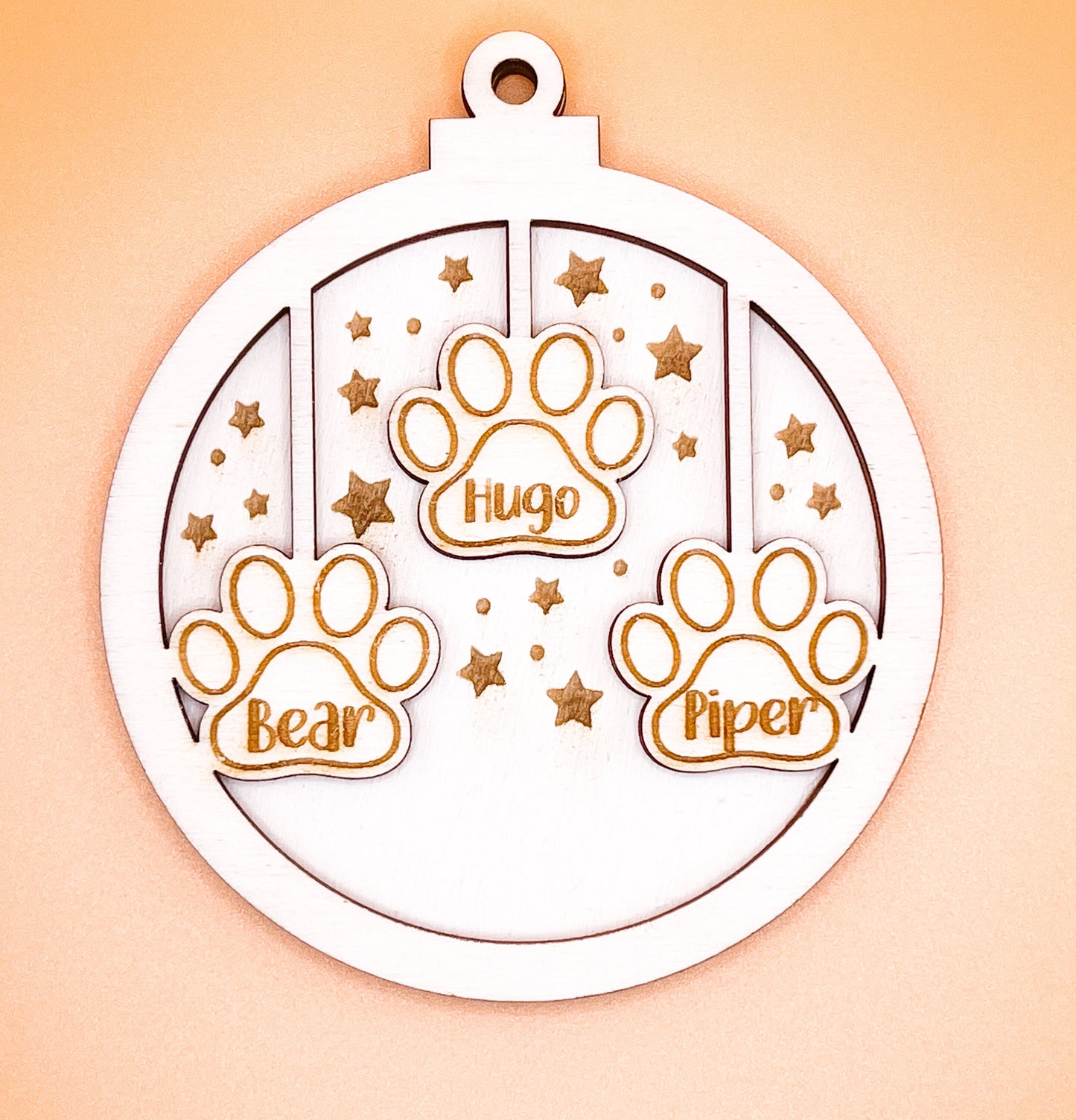Personalised Christmas 3D tree dog ornament | Engraved Christmas dog bauble | wooden name Christmas ornament | pet name | dog Christmas