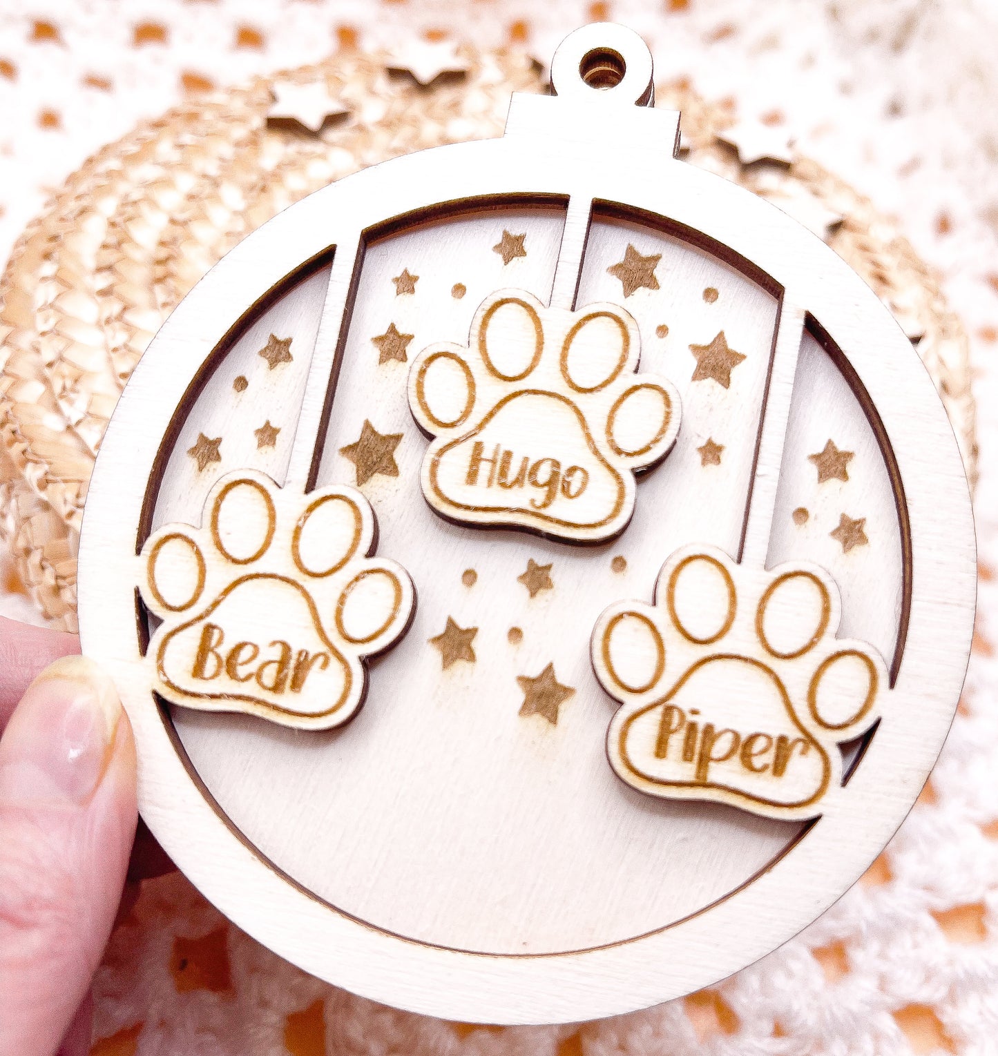 Personalised Christmas 3D tree dog ornament | Engraved Christmas dog bauble | wooden name Christmas ornament | pet name | dog Christmas