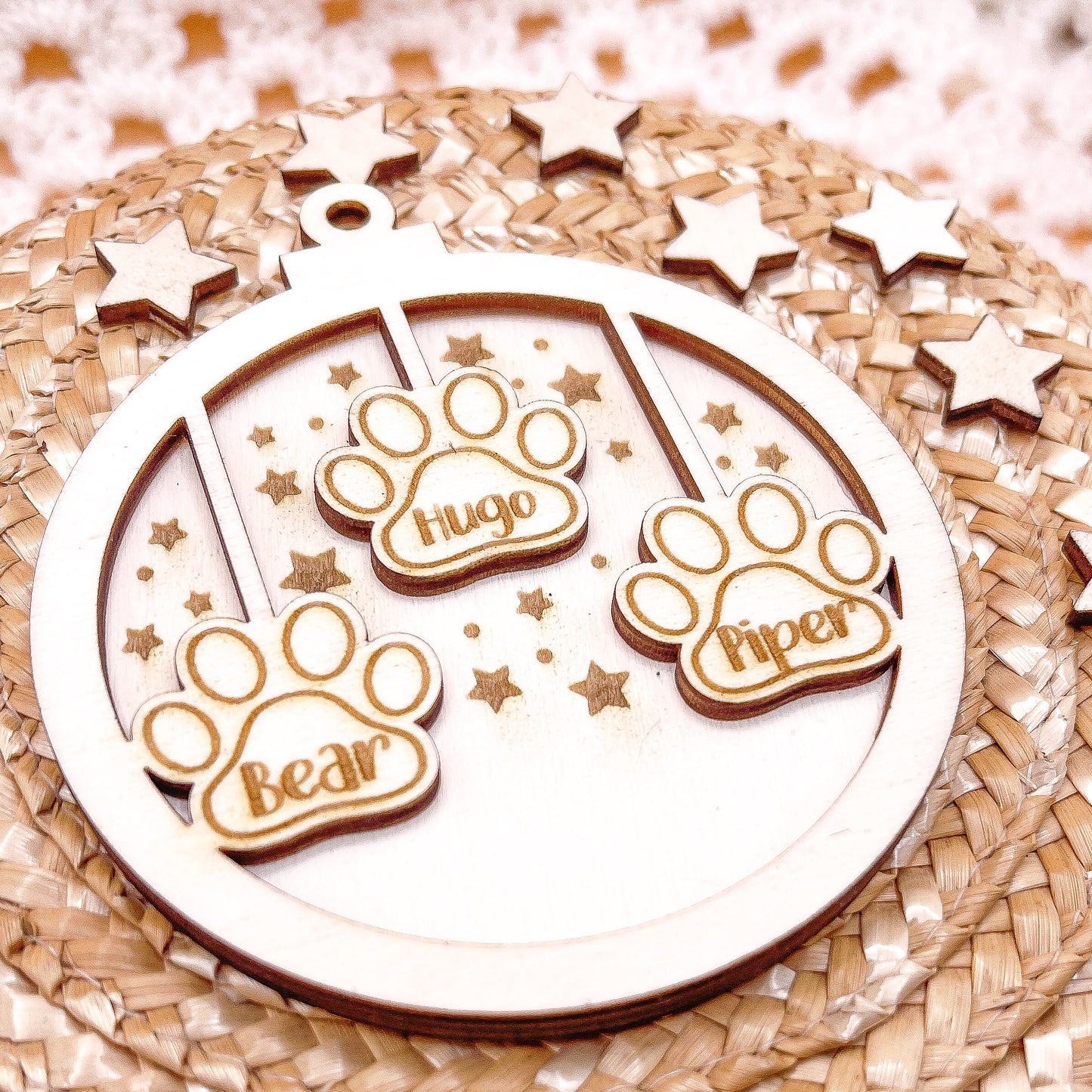 Personalised Christmas 3D tree dog ornament | Engraved Christmas dog bauble | wooden name Christmas ornament | pet name | dog Christmas