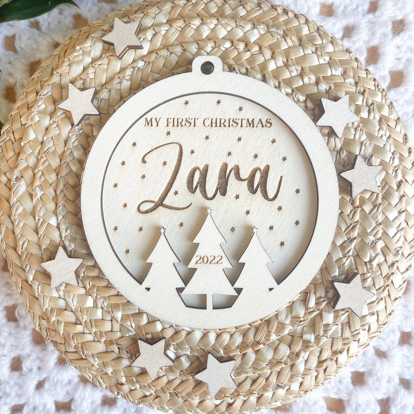 Personalised Christmas 3D tree ornament | Engraved Christmas bauble | wooden name Christmas ornament | custom wooden Christmas bauble