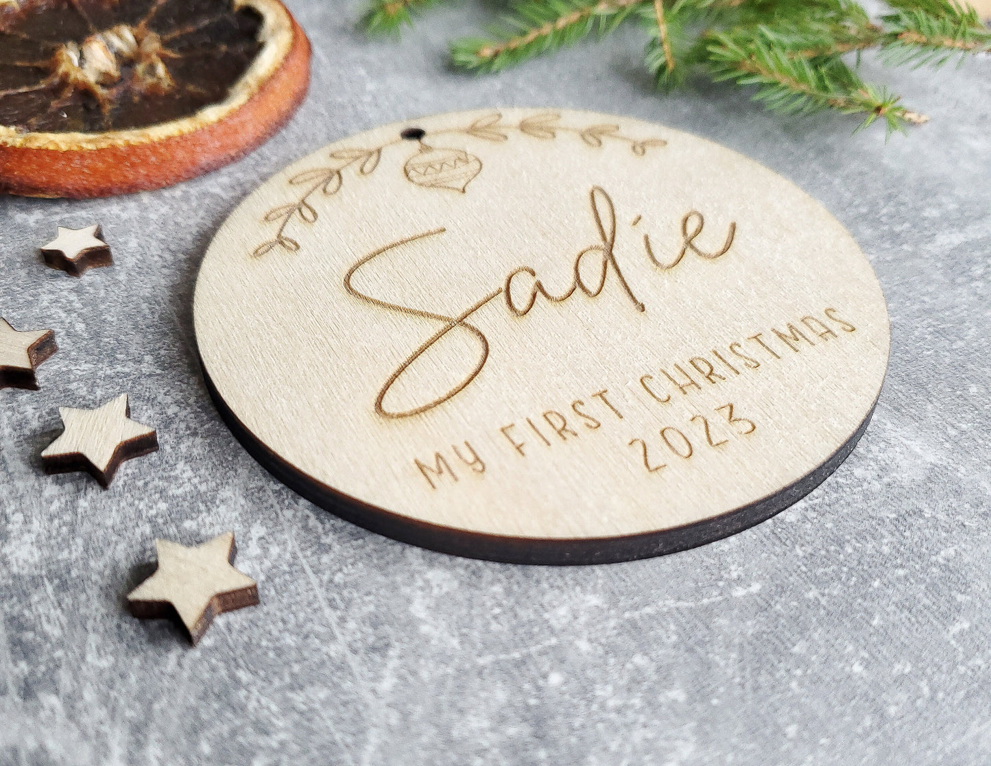 Personalised Christmas ornament  Christmas bauble with a name My First Christmas  baby's first Christmas