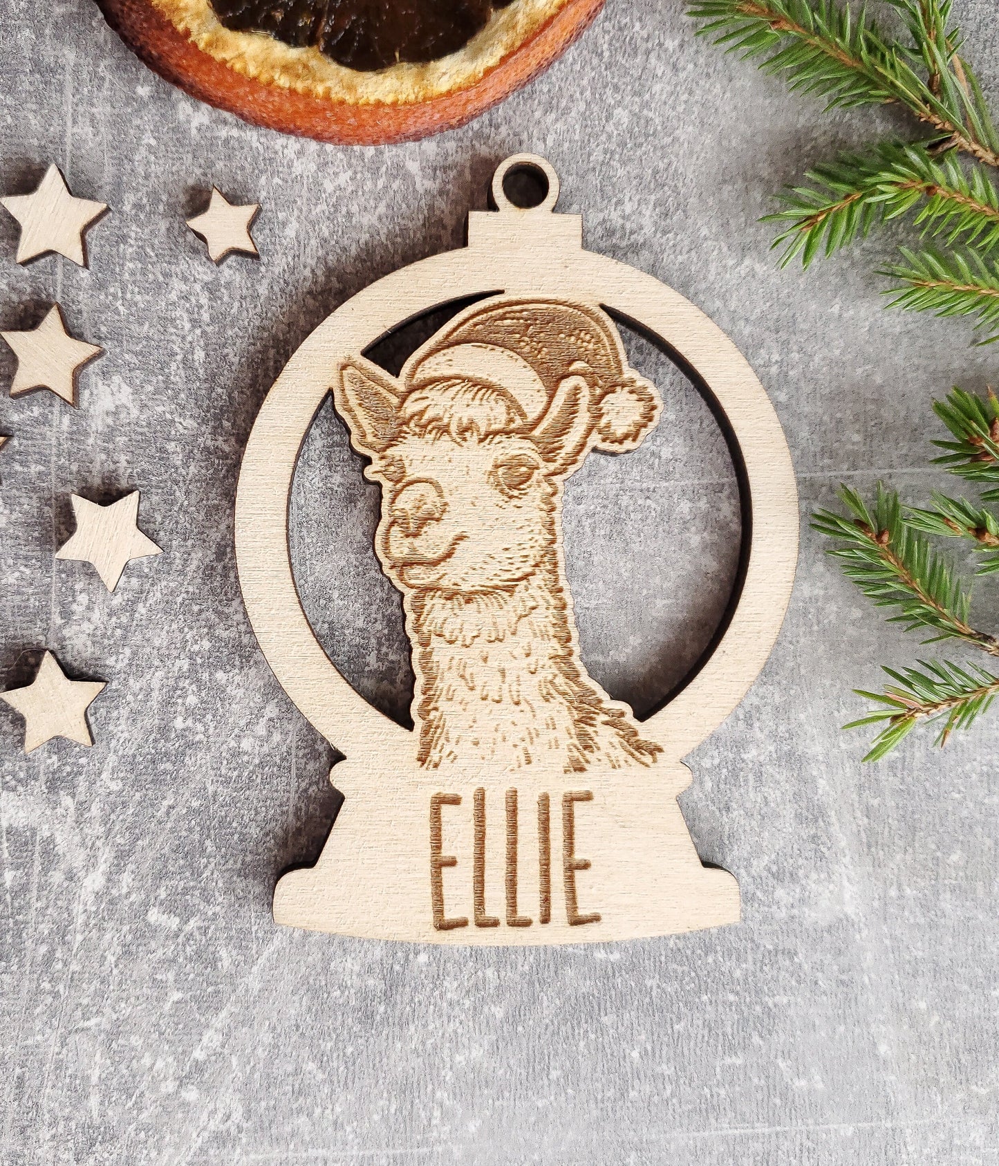 Personalised Christmas lama ornament | Christmas bauble | scandi Christmas snowball | engraved | cute Christmas lama alpaca