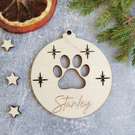 Personalised Christmas tree dog ornament | Engraved Christmas puppy bauble | wooden name Christmas ornament | pet name | dog Christmas