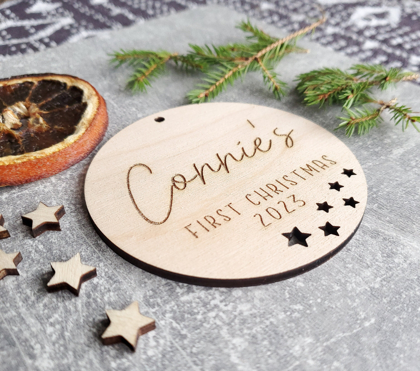 Personalised Christmas ornament  Christmas bauble with a name My First Christmas