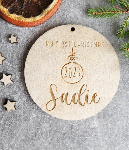 Personalised Christmas ornament | Christmas bauble with a name | My First Christmas | Christmas ornament for a baby | baby's first Christmas