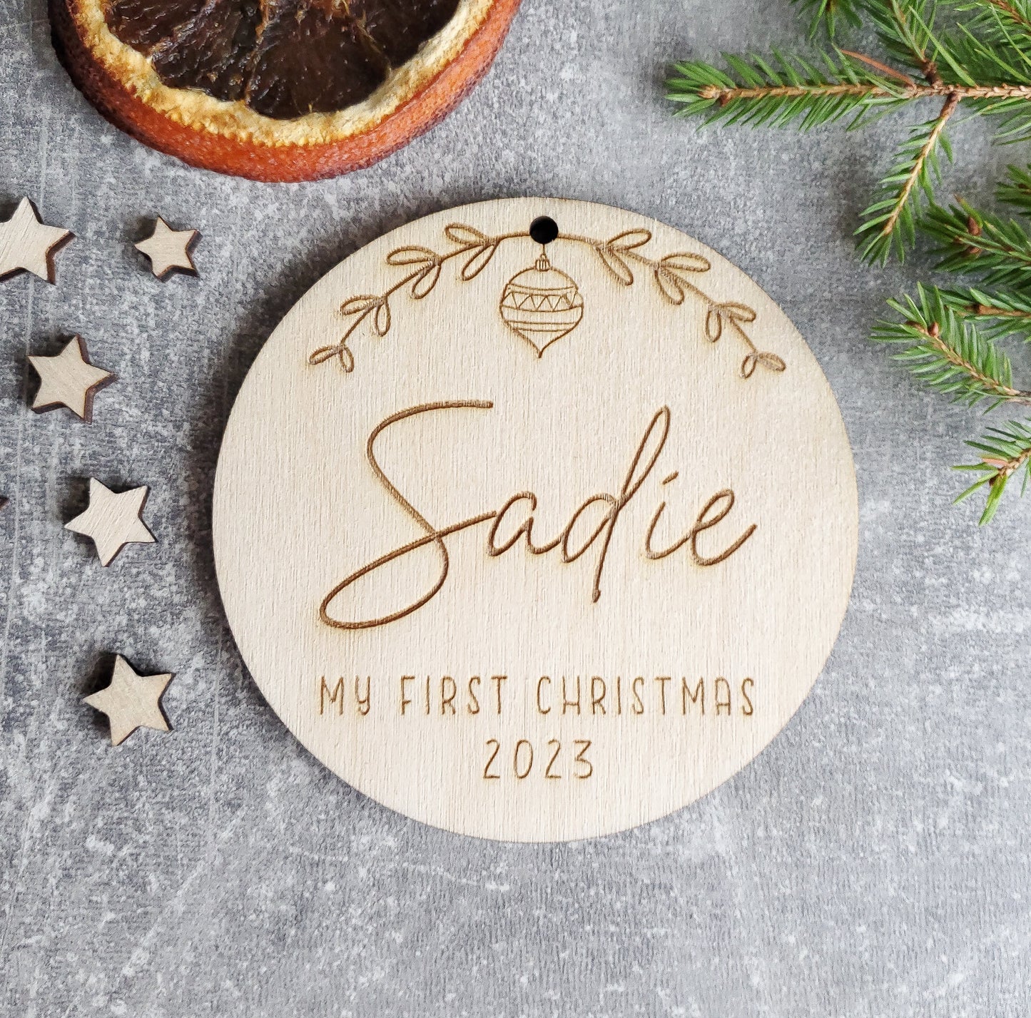 Personalised Christmas ornament  Christmas bauble with a name My First Christmas  baby's first Christmas