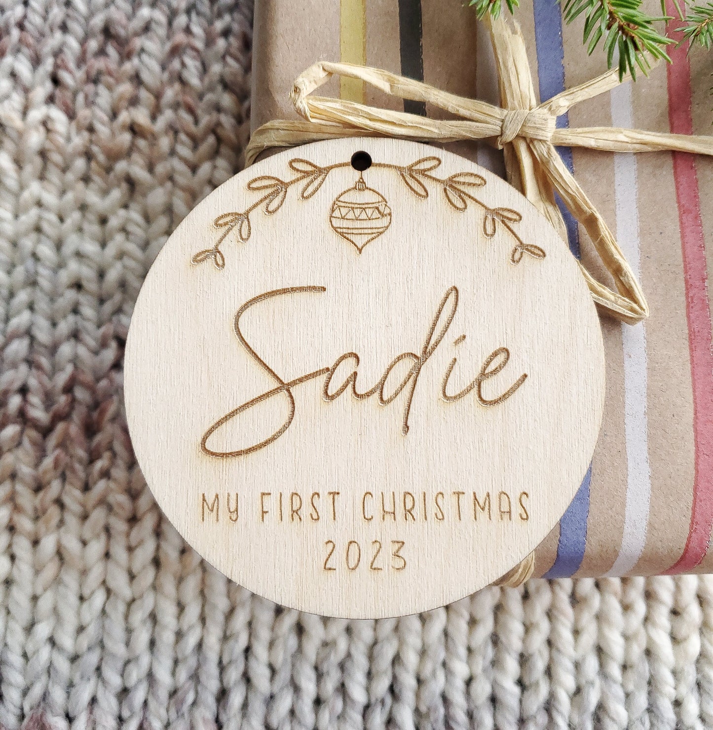 Personalised Christmas ornament  Christmas bauble with a name My First Christmas  baby's first Christmas
