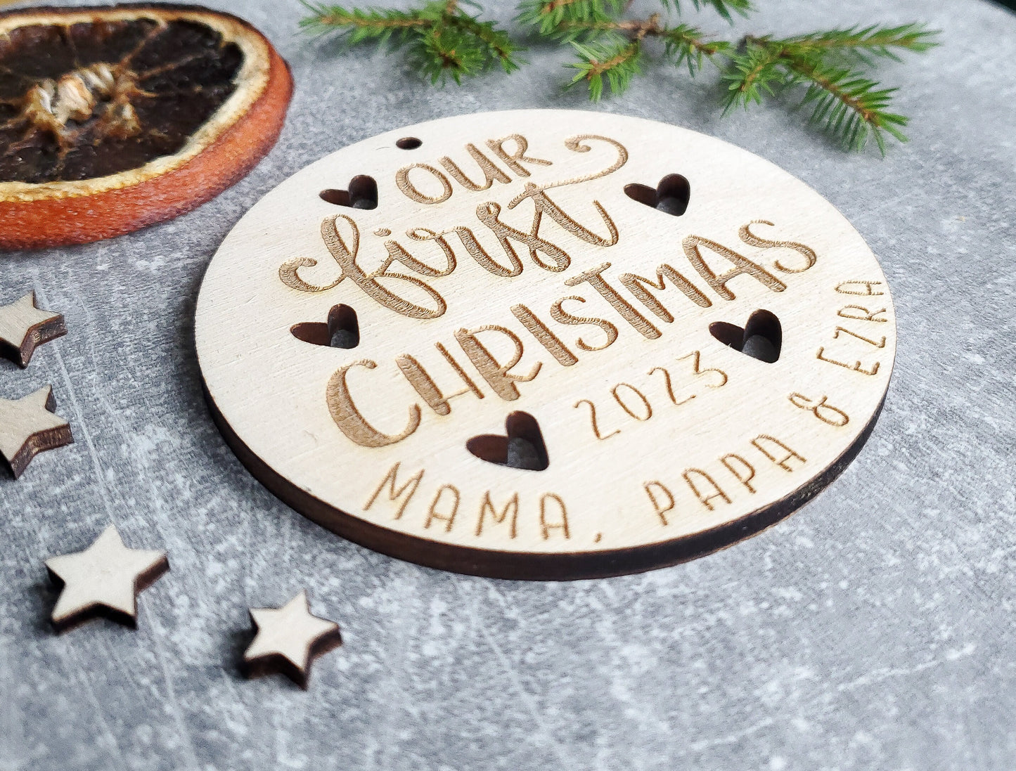 Personalised Christmas ornament for mother and baby | name Christmas bauble | My First Christmas | baby's first Christmas gift | new parents
