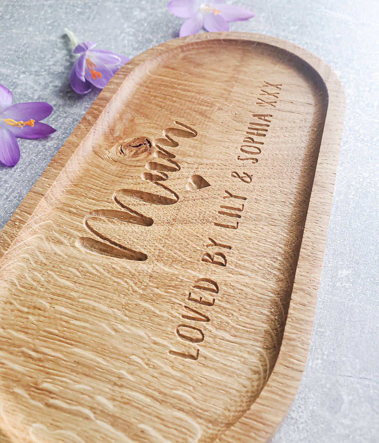 Personalized Mother's Day,Mum gift  Scottish Oak Tray: Engraved Wooden Trinket Dish